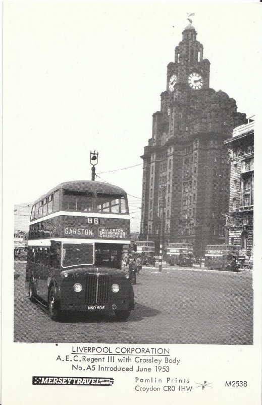 Lancashire Transport Postcard - Buses - A.E.C. Regent 111 No.A5 Bus -  V2249