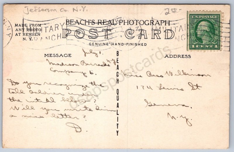 K32/ Madison Barracks New York RPPC Postcard c1910 Beach Image Soldiers 554