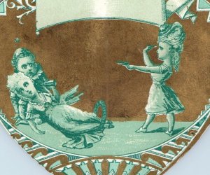 1880s Die-Cut Hand Fans Comical Pantomime Girls Fight Over Man Lot Of 4 F134