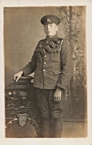 BRITISH WW1 ERA Soldier in Uniform-Bandolier~Walshams of London Photo POSTCARD