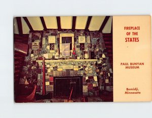 Postcard Fireplace Of States Bemidji Minnesota USA