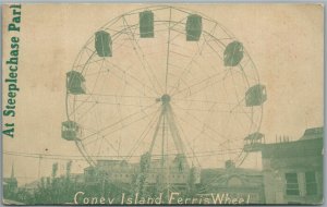 BROOKLYN NY CONEY ISLAND FERRIS WHEEL STEEPLECHASE PARK ANTIQUE POSTCARD