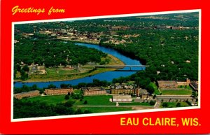 Wisconsin Eau Claire Greetings Aerial View