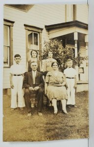 Rppc Family Picture Boys in White with Bow Ties Real Photo c1900s Postcard P12