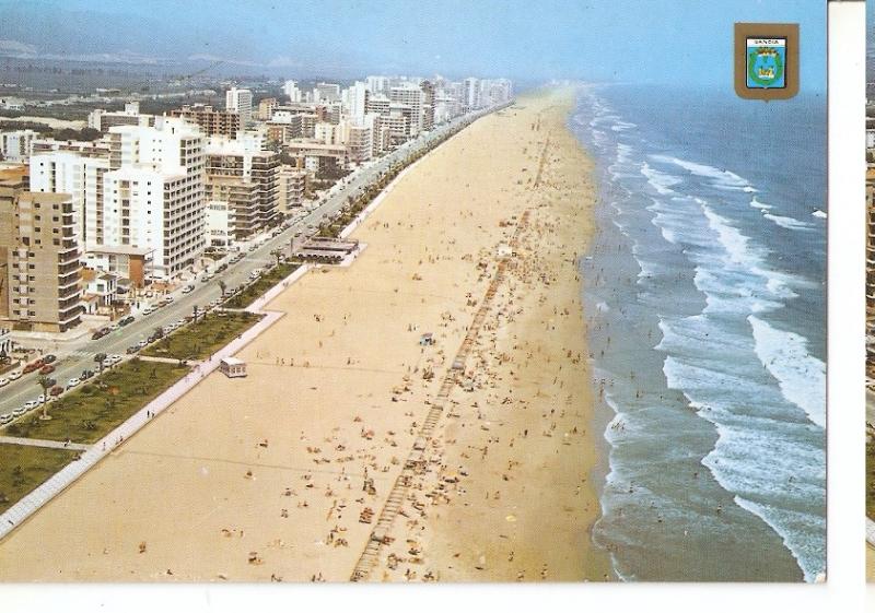 Postal 044723 : Gandia (Valencia). Playa. Vista aerea