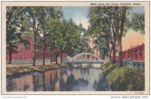 Maine Lewiston Mills Along The Canal Curteich
