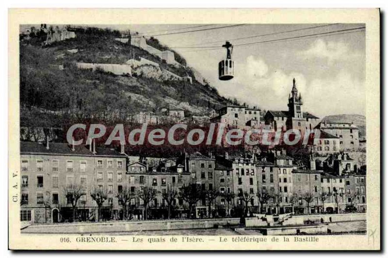 Old Postcard From Grenoble I'Isere THE Telererique Quays Of The Bastille
