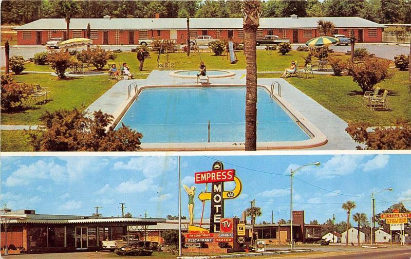 Allendale South Carolina 1950s Postcard Empress Motel Swimming Pool 