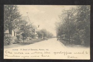 MARION INDIANA STREET OF BARRACKS ROTOGRAPH VINTAGE POSTCARD 1906