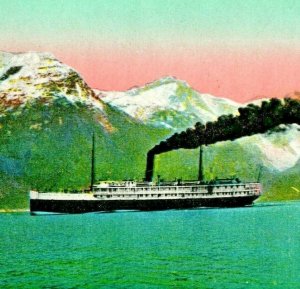 Steamship Spokane Lynn Canal Alaska-Pacific Steamship Co UNP 1920s Postcard