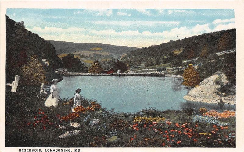 C33/ Lonaconing Maryland Md Postcard c1910 Reservoir Women Birdseye