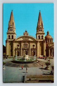 Guadalajara Jalisco Mexico City Hall Plaza Cathedral Fountain Chrome Postcard 