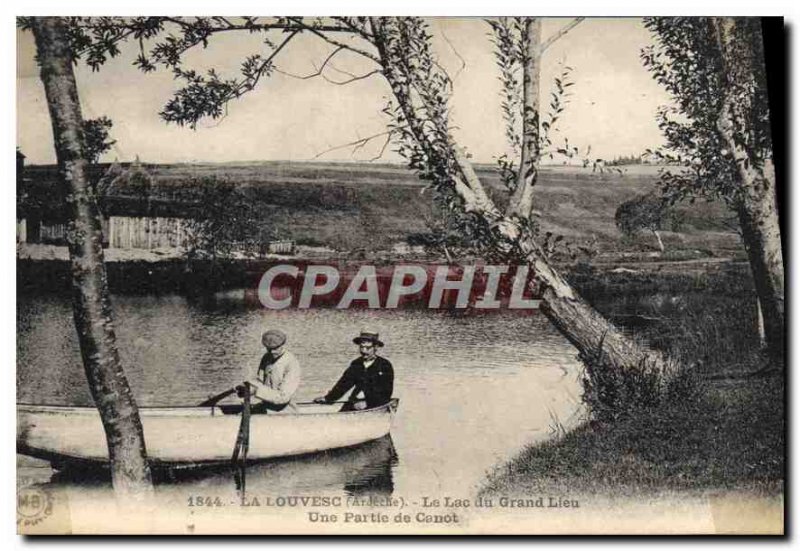 Old Postcard Louvesc Ardeche Lake Grand Place Canoe Part A