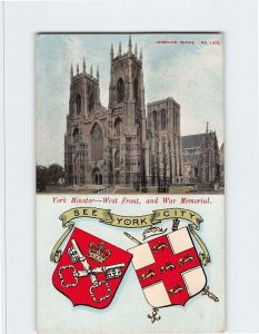 Postcard West Front, and War Memorial, York Minster, York, England