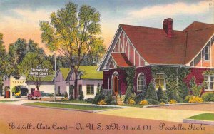 Bidwell Auto Court Motel US 30 Pocatello Idaho 1950 linen postcard