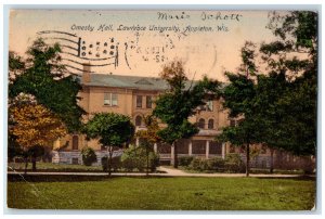 1909 Omesby Hall Lawrence University Appleton Wisconsin WI Posted Postcard