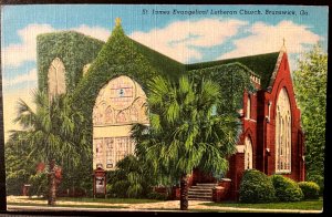 Vintage Postcard 1946 St. James Evangelical Lutheran Church, Brunswick, Georgia