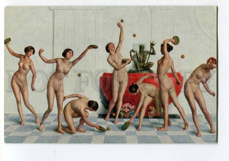 264638 NUDE Women ball game SCHWARZSCHILD Vintage PC