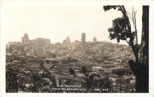 RPPC  SAN FRANCISCO, CA ~ Birdseye from TELEGRAPH HILL  1938 Postcard