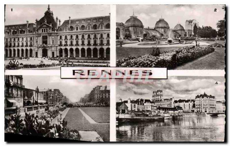 Postcard Modern Rennes Palais du Commerce English Garden and Greenhouses Tabo...