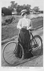MISS ANNE STUDHOLME-BRITISH ACTRESS-BICYCLE~1907 ROTARY PHOTO POSTCARD