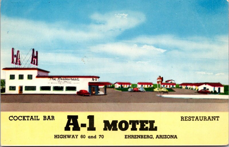 Postcard A-1 Motel Highway 60 and 70 in Ehrenberg, Arizona