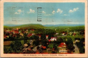 Postcard ON Huntsville View of Town from Mountain Fairy Lake 1945 S98