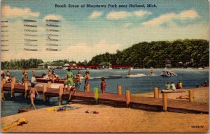 Beach Scene at Macatawa Park Near Holland MI c1954 Vintage Postcard U76