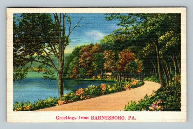 Barnesboro PA, Scenic Greetings, Vintage Linen Pennsylvania c1938 Postcard