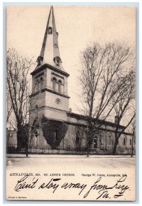 1906 St. Anne's Church Exterior Scene Annapolis Maryland MD Antique Postcard