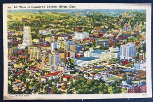 Mint USA Color Picture Postcard Air View Of Downtown Akron Ohio