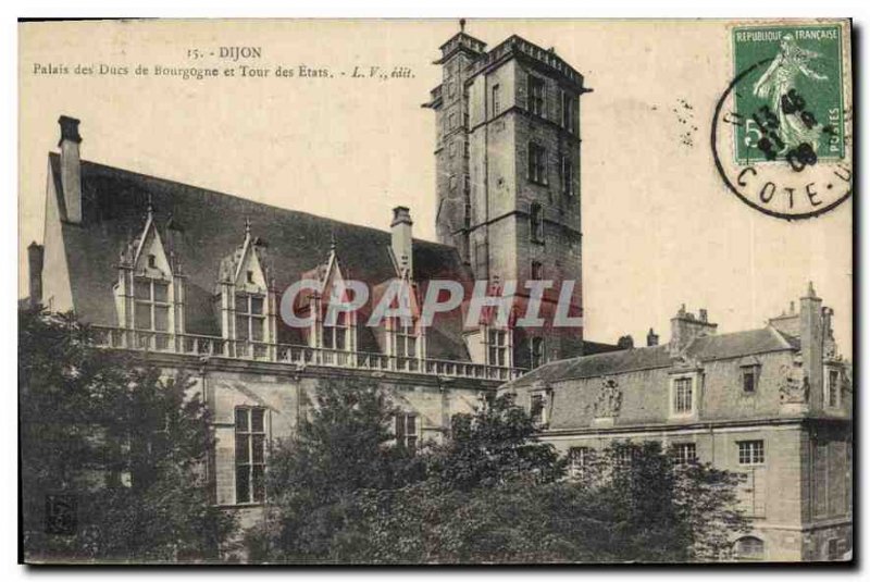 Old Postcard Dijon Palais des Ducs de Bourgogne and Tour of the States