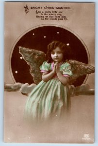 Christmas Postcard RPPC Photo Angel Little Stars Effington South Dakota SD