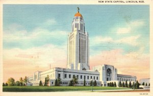 New State Capitol Public Building Lincoln Nebraska NB Vintage Postcard