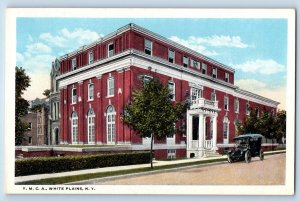 White Plains New York NY Postcard YMCA Building Exterior View Classic Cars 1920