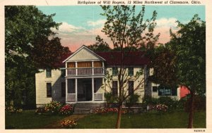 Vintage Postcard 1958 Birthplace Of Will Rogers Northwest Claremore Oklahoma