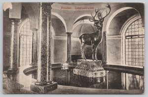 Postcard Munich Germany Hubertusbrunnen Statue 1910s DB View