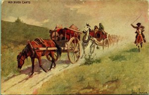 Red River Carts a/s John Innes Troilenem Transportation in West 1910 Postcard