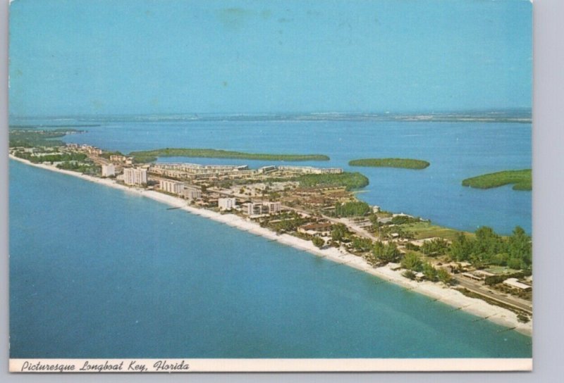 Longboat Key, Florida, 1981 Chrome Aerial View Postcard