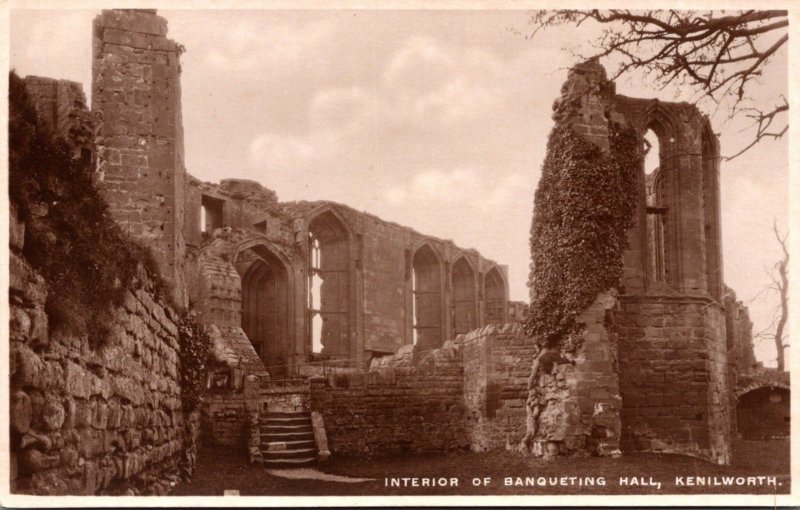 England Kenilworth Castle Interior Of Banqueting Hall Real Photo