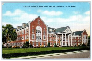 1944 Women's Memorial Dormitory Baylor University Building View Waco TX Postcard