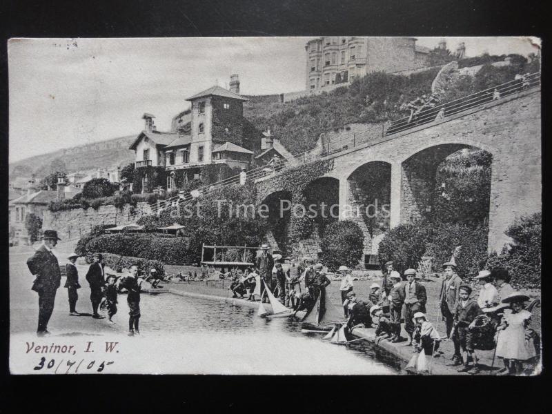 Isle of Wight VENTNOR Childrens Yacht Pond c1905 Old Postcard by Briddos Library 