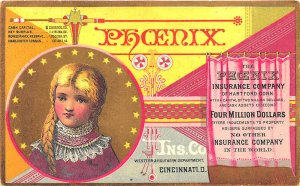 Hartford CT Phoenix Insurance Multi-Color Wellsville OH 1800's Tradecard