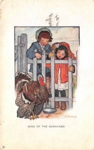 Lot170 king of the barnyard turkey children postcard painting usa