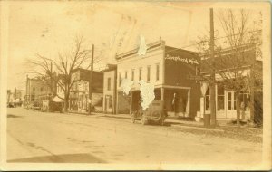 RPPC Street View Shepherd Michigan Real Photo Postcard 1933