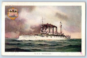 1907 USS Tennessee Steamer Ship Jamestown Exposition Norfolk VA Antique Postcard