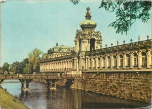 Postcard Germany zwinger crown gate architecture bridge tower statue palace
