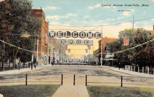 Great Falls Montana birds eye view Central Avenue antique pc Z16388 