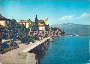 Modern Postcard Lago di Garda Gardone Walk Long Lake