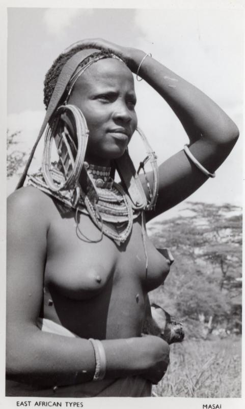 Masai Woman Risque East Africa Giant Jewellery Old Real Photo Postcard